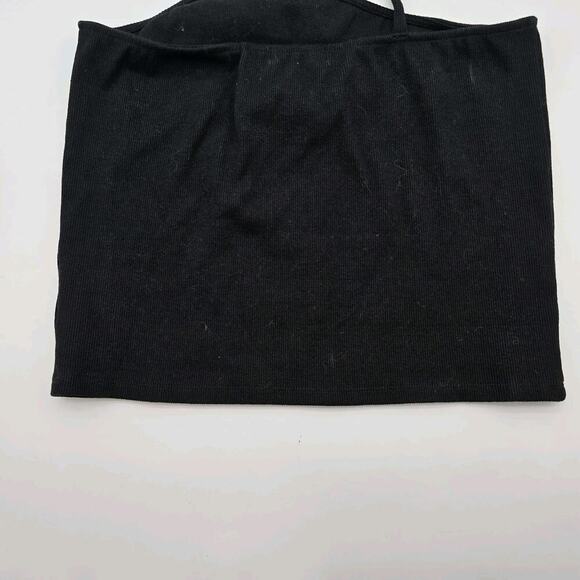 By Anthropologie Top Womens Medium Black Tank Ribbed Cropped One Shoulder - Picture 7 of 10